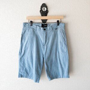 Hurley Men’s Size 30 Light Blue Chambray Shorts Flat Front Casual Surf